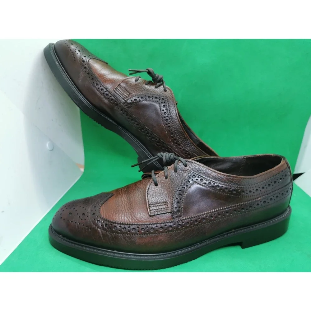 Vintage Dexter USA Mens Brown Leather Wingtip Oxford Dress Shoes Size 11.5 M